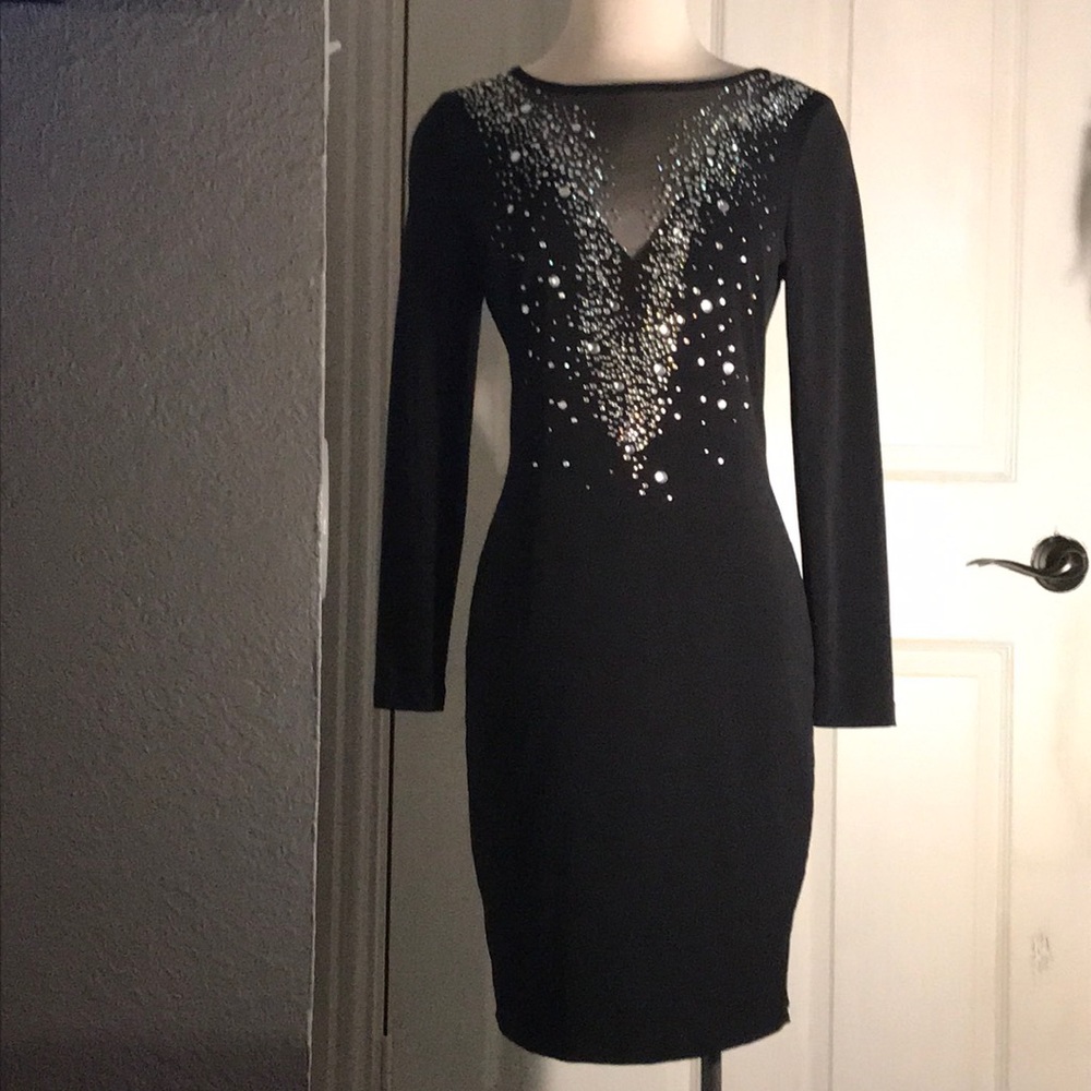 Venus black fit to body dress